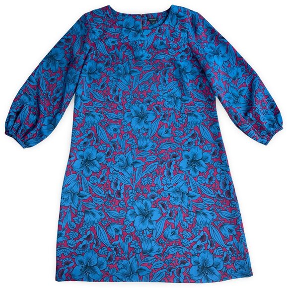Ann Taylor Floral Shift Dress, Size 6 - Pink/blue - 3/4 sleeve dress - Picture 1 of 8